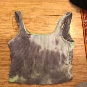 Gray Green Tie Dye Tank Top XS